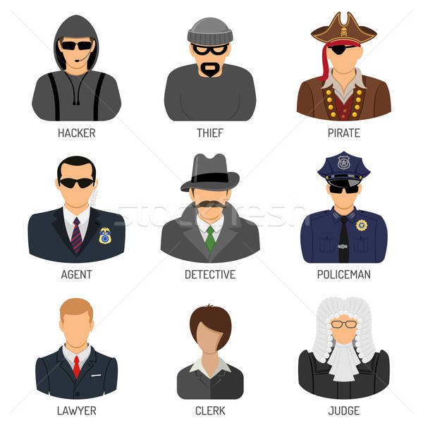 Set Characters of Criminals and Law Enforcers Stock photo © -TAlex-