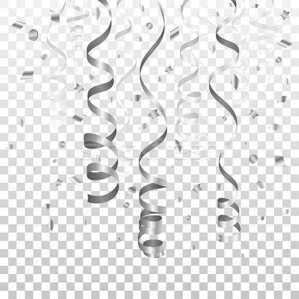 Argint confeti zi de naştere transparent izolat fericit Imagine de stoc © -TAlex-