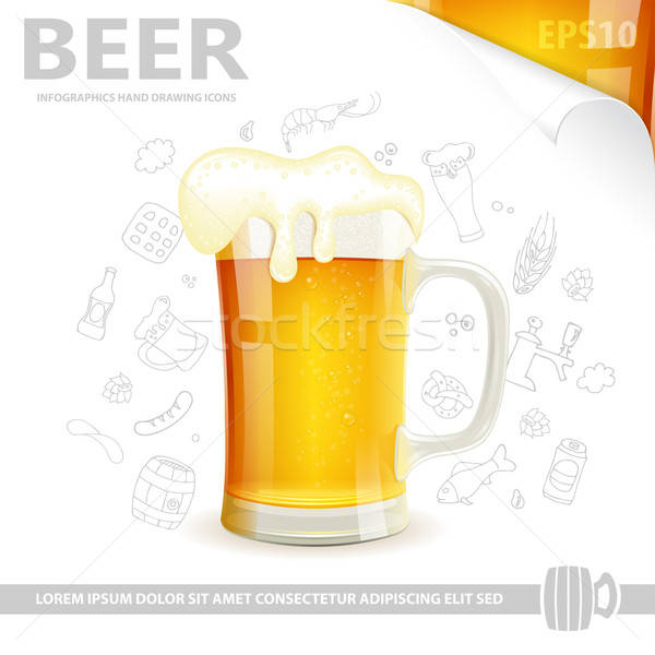 Foto stock: Cerveza · anunciante · vidrio · hoja · blanco · papel