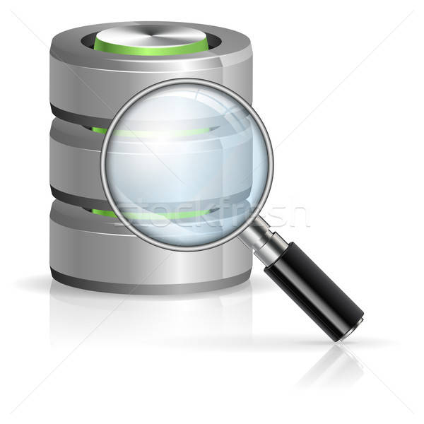 Wyszukiwania bazy danych lupą ikona odizolowany Zdjęcia stock © -TAlex-