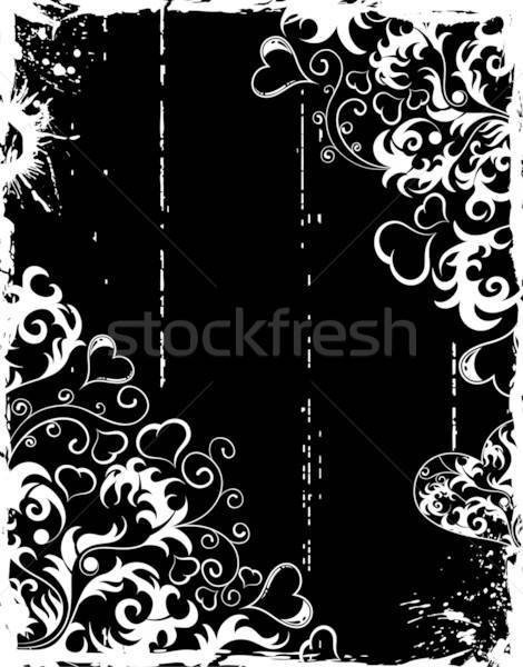 Stock photo: Valentines Day grunge frame with hearts and flowers
