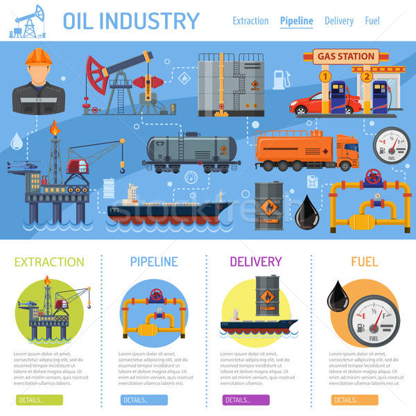 Industria petrolifera infografica icone produzione transporti olio Foto d'archivio © -TAlex-