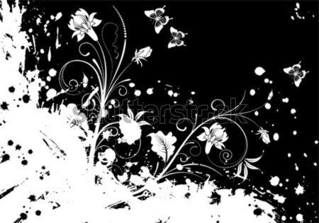 Foto stock: Resumen · grunge · floral · flores · libélula · diseno