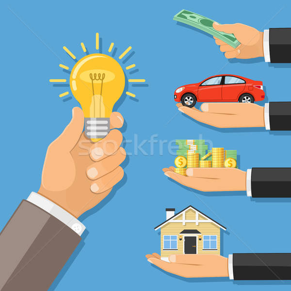 Dinero idea mano bombilla otro coche Foto stock © -TAlex-