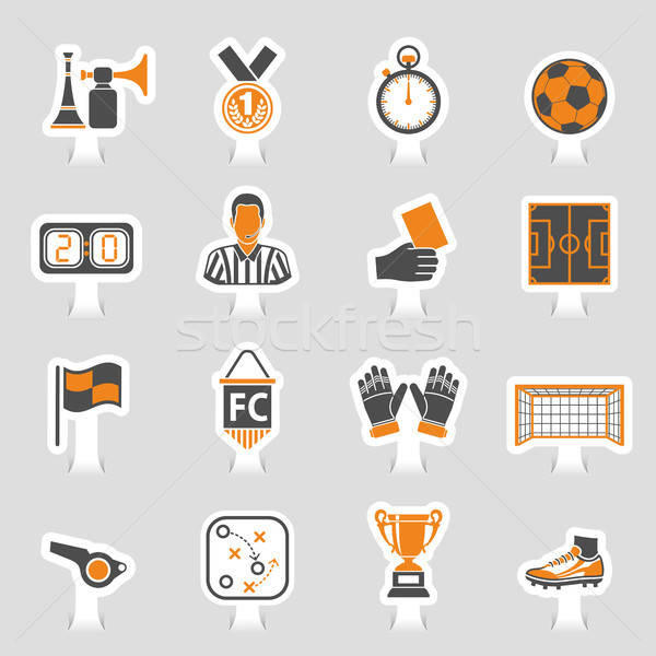 Foto stock: Futebol · ícone · adesivo · conjunto · futebol · aviador