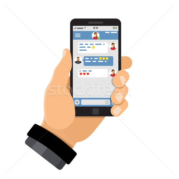 Chat toepassing smartphone man boodschapper Stockfoto © -TAlex-