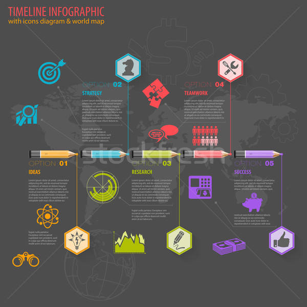 Сток-фото: Timeline · бизнеса · карандашей · иконки · числа