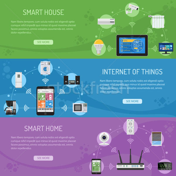 Inteligent casă Internet lucrurile orizontala bannere Imagine de stoc © -TAlex-