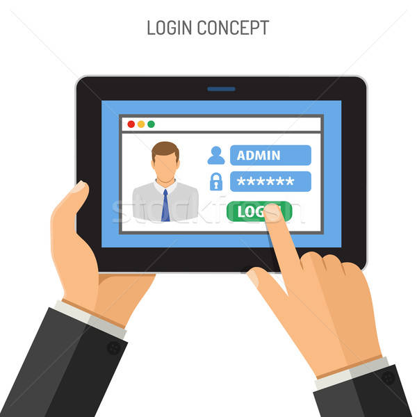 Login concept on tablet PC Stock photo © -TAlex-