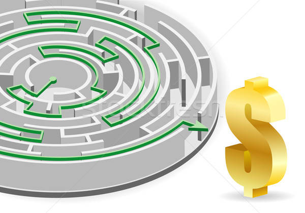 Labyrint succes business oplossing dollarteken Stockfoto © -TAlex-