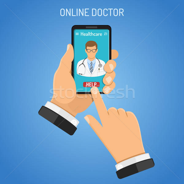 Stok fotoğraf: çevrimiçi · doktor · adam · el