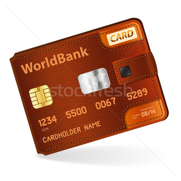 Stock fotó: Hitelkártya · bőr · pénztárca · stilizált · vektor · izolált