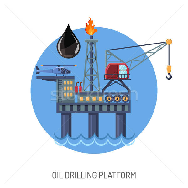 Pétrolières forage plate-forme icônes chute isolé [[stock_photo]] © -TAlex-