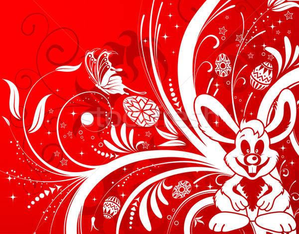 Easter background with eggs, rabbit and flower Stock photo © -TAlex-