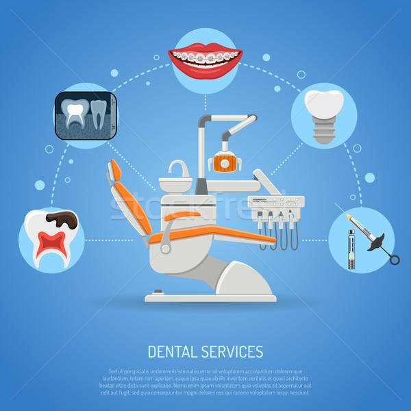 Dentaires services icônes dentiste président accolades [[stock_photo]] © -TAlex-