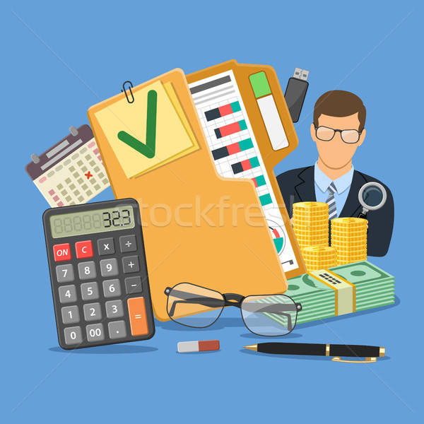 Auditor contabilidad impuesto negocios lupa mano Foto stock © -TAlex-