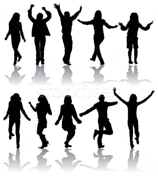 Vector silhouettes dancing man and women Stock photo © -TAlex-