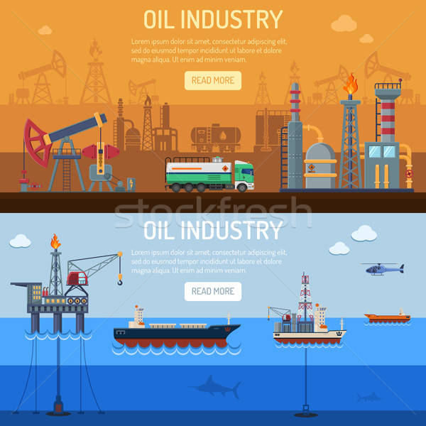 Industria petrolifera orizzontale icone raffineria transporti Foto d'archivio © -TAlex-