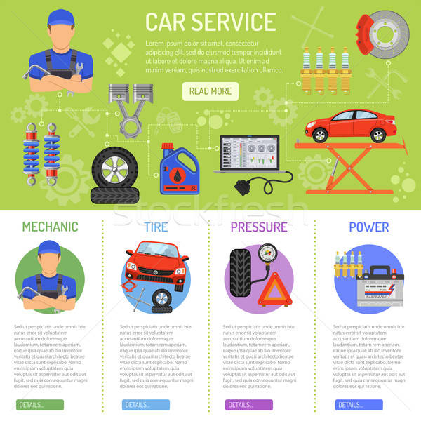 Autó szolgáltatás infografika ikonok szerelő autógumi Stock fotó © -TAlex-