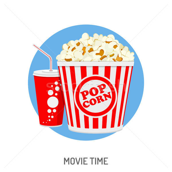 Cinema and Movie time concept with flat icons film reel, popcorn, paper  cup, 3d glasses, clapperboard, cinema tickets. Isolated vector illustration  Stock Vector Image & Art - Alamy