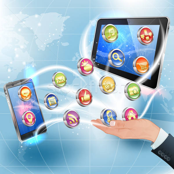 Applikációk mobil üzlet fogalmak kéz alkalmazás Stock fotó © -TAlex-