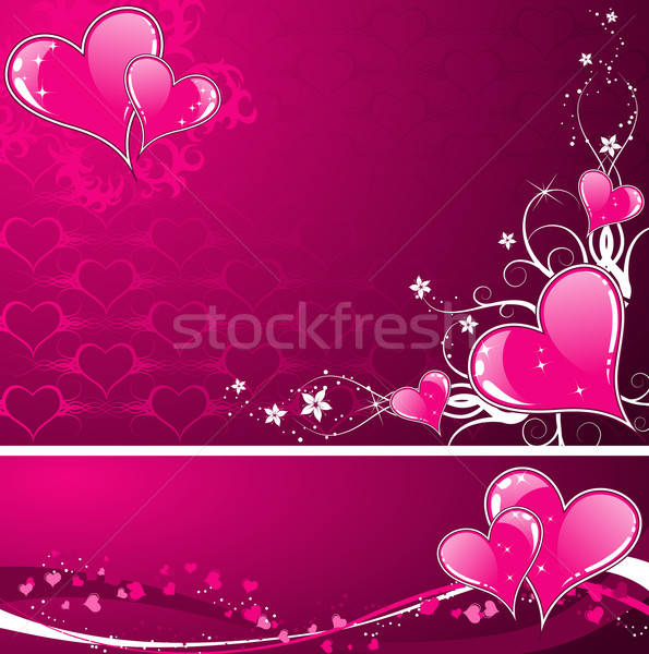 Valentines Day background with hearts and florals Stock photo © -TAlex-