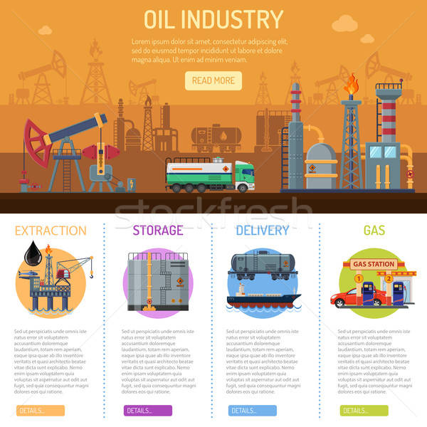 Industria petrolifera infografica icone raffineria transporti olio Foto d'archivio © -TAlex-