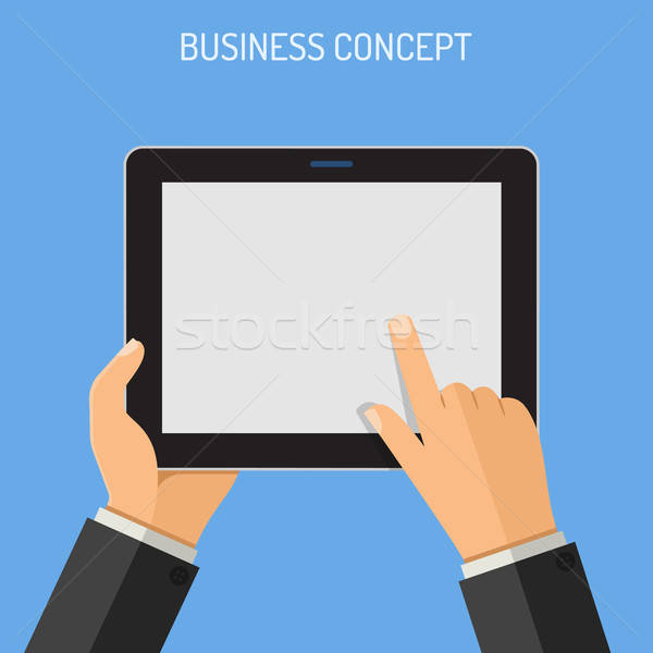 Man holding tablet PC in hand Stock photo © -TAlex-