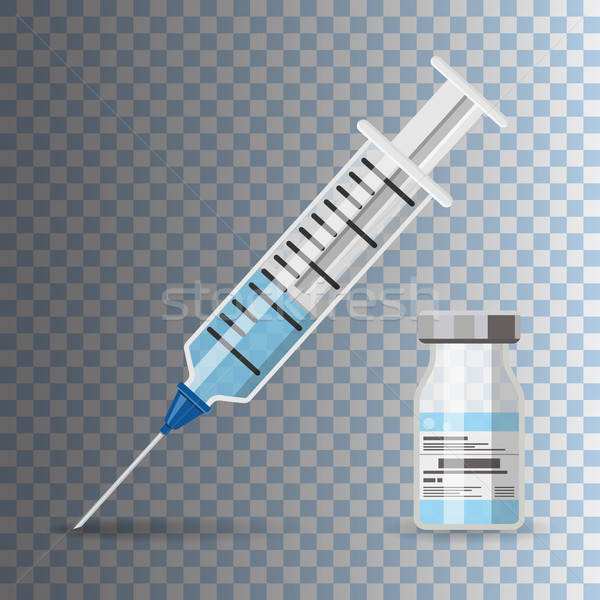 plastic medical syringe and vial icon Stock photo © -TAlex-