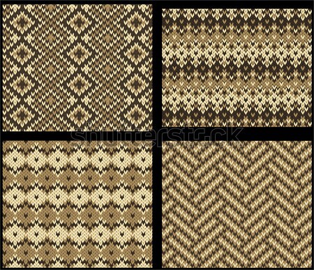 Ingesteld vier gebreid eerlijke patronen ontwerp Stockfoto © 0mela