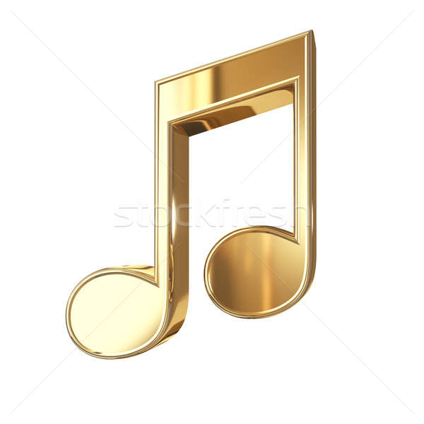 [[stock_photo]]: Or · musique · note · isolé · blanche · note