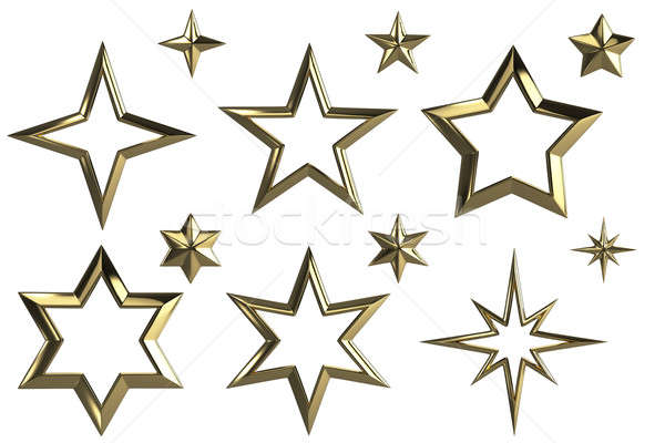 Dourado estrelas coleção isolado arte Foto stock © 123dartist