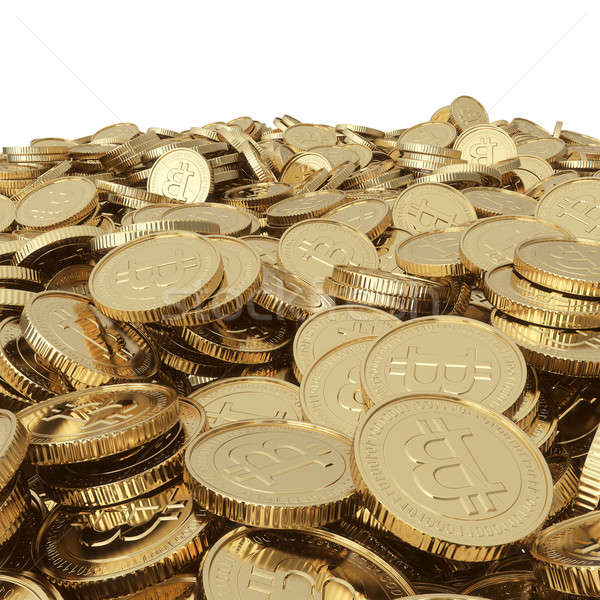 Dourado bitcoin moedas branco isolado Foto stock © 123dartist