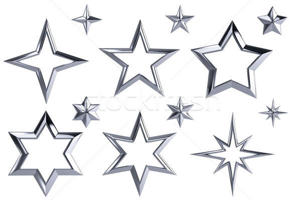 12 silver stars isolated with clipping path Stock photo © 123dartist