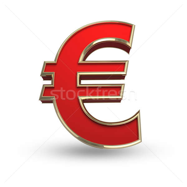 Stok fotoğraf: Kırmızı · euro · simge · beyaz · imzalamak · yalıtılmış