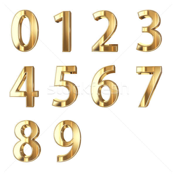 3D dourado dígitos branco números isolado Foto stock © 123dartist