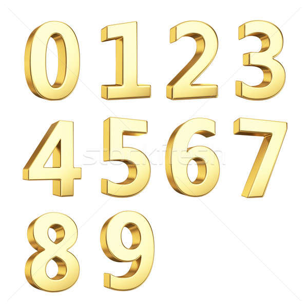 Golden 3D numbers Stock photo © 123dartist