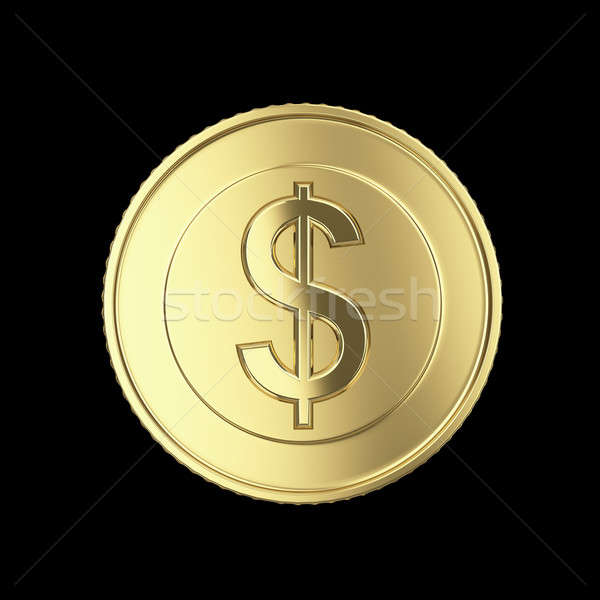 Dólar moeda belo dourado isolado preto Foto stock © 123dartist