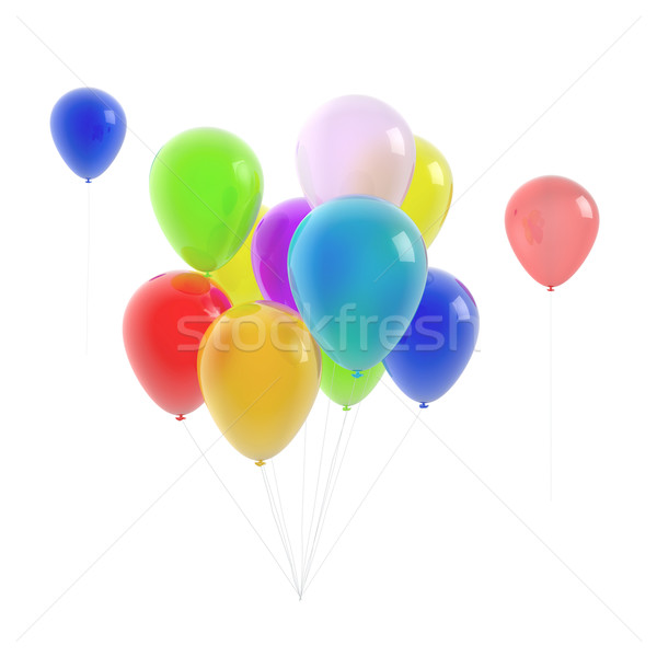 [[stock_photo]]: Coloré · ballons · isolé · blanche · fête · design