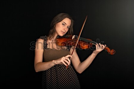 Stock foto: Geiger · isoliert · schwarz · Hand · Gesicht · Frauen