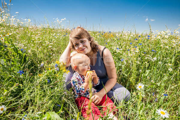 Portret moeder baby outdoor familie gezicht Stockfoto © 26kot