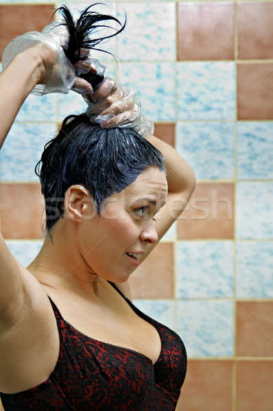 woman dyeing hairs Stock photo © 26kot