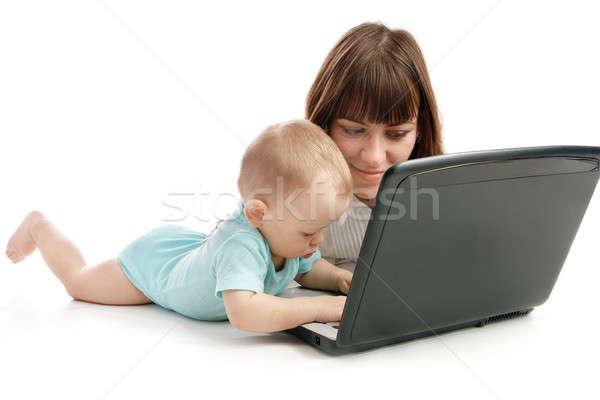 happy family with laptop Stock photo © 26kot