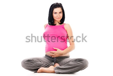 Terhes nő izolált fehér nő kéz szeretet Stock fotó © 26kot