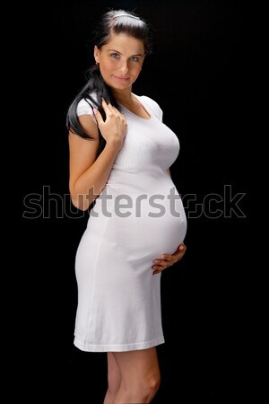Terhes fekete szépség nő kéz szeretet Stock fotó © 26kot