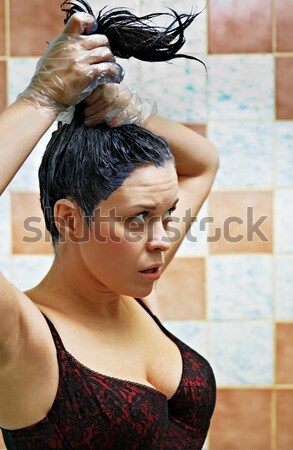 woman dyeing hairs Stock photo © 26kot