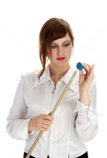 girl with cue and chalk Stock photo © 26kot