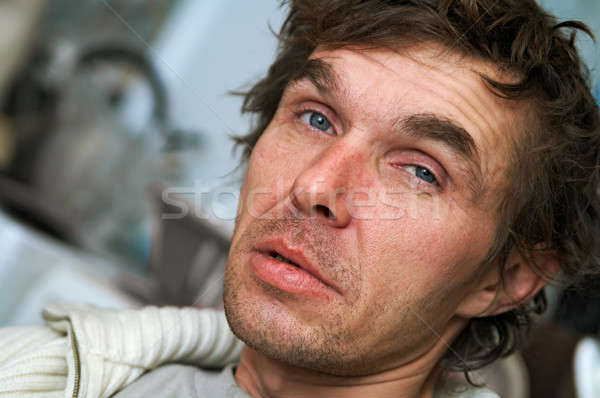 Dronken mannen portret gezicht man straat Stockfoto © 26kot