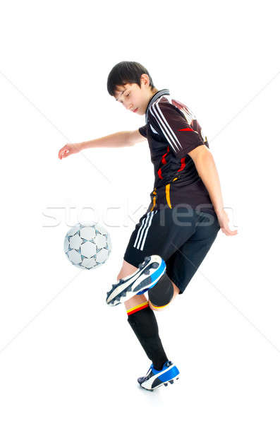 Voetballer bal geïsoleerd witte wereldbol voetbal Stockfoto © 26kot