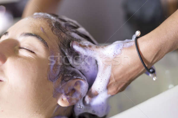 стиральные парикмахерская женщины клиентов счастье Сток-фото © 2Design